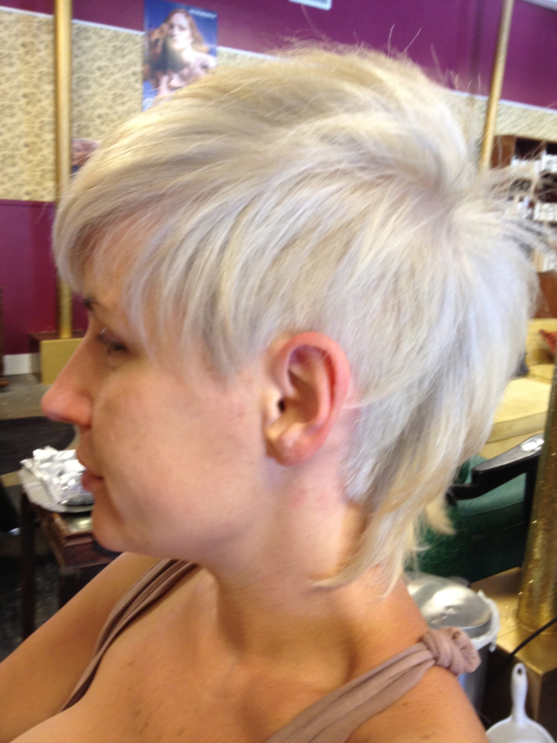 Touch up roots for perfect platinum.