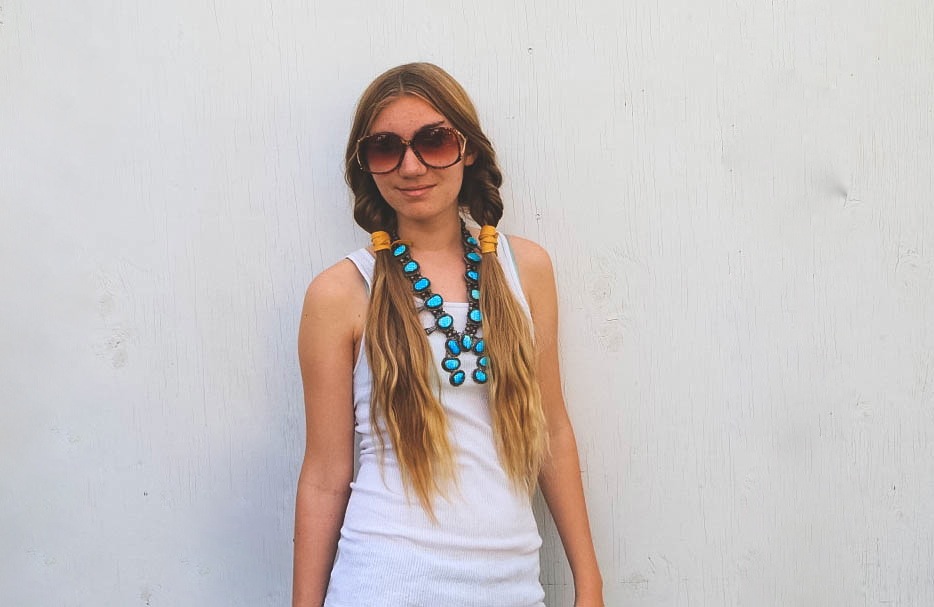 Leather-wrapped Jessa Braids, Festival hairstyle for the casual boho.