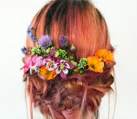 braids and flowers